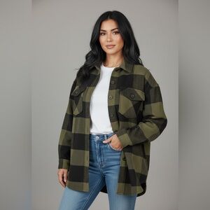 Black & Olive Plaid Utility Jacket
